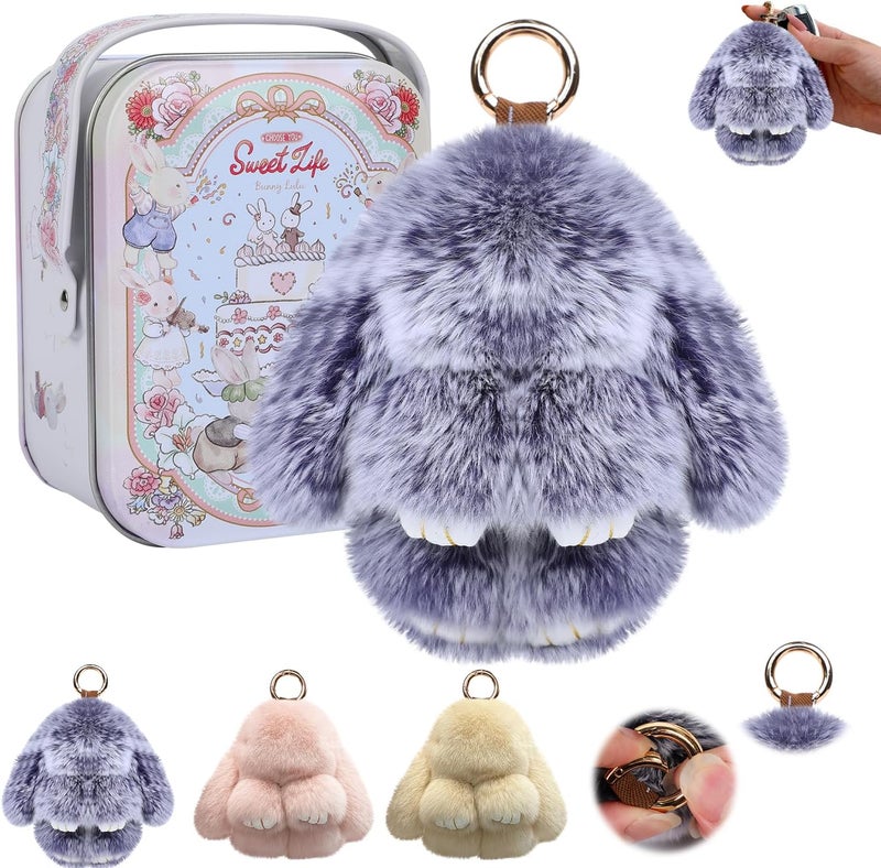 Lucift Bunny Keychain, Bunny Keychain with Tin,Bunny Handmade Soft Bunny Keychain for Christmas Gifts, Bags and Keys - Image 1